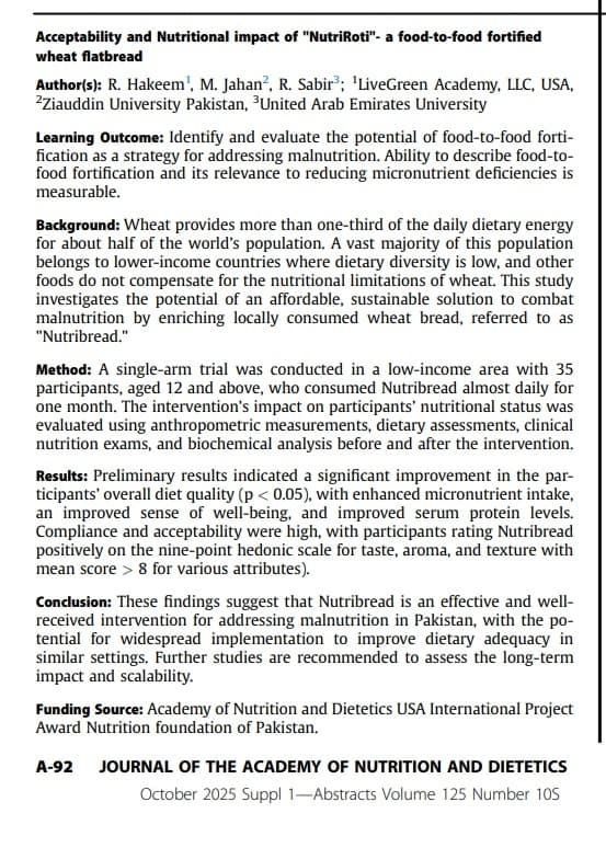 Scan of the published NutriRoti conference abstract page