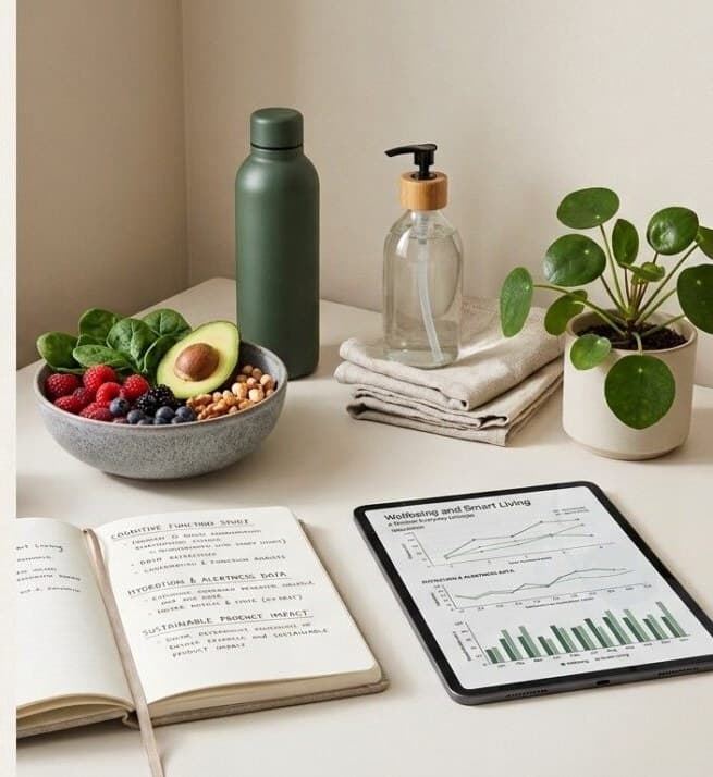 Everyday objects arranged for the Smart Living educational webinar series